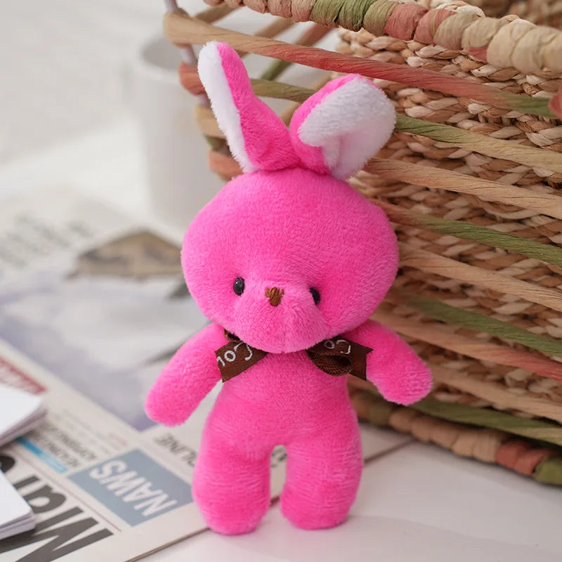 Cute Soft Stuffed rabbit Mini Teddy rabbit Dolls Plush Toys Key Chain Wedding Xmas Decoration Gifts Kids Keychain Pendant Doll