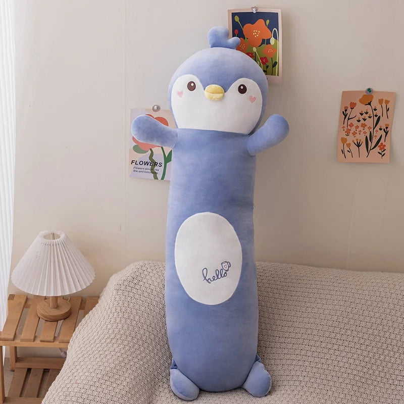 70cm-120cm Cartoon Animals Salamander/Penguin/Blue Fish Plush Long Pillow Cushion Stuffed Toys Bedroom Sleeping Pillow Gifts