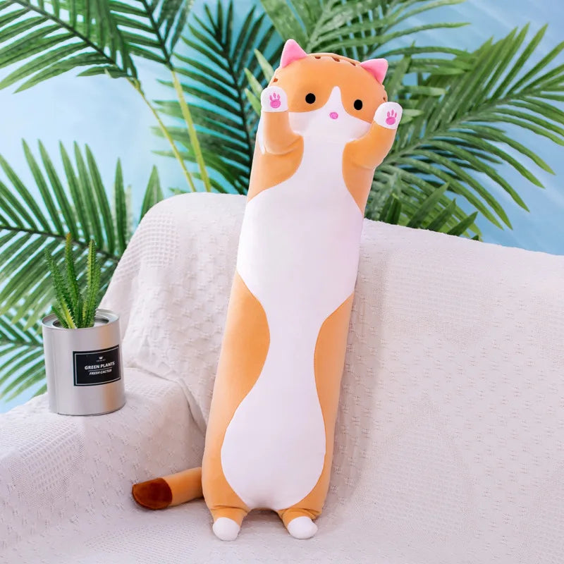 70cm Plushier Long Cat Cute Plush Toy Men and Women Models Sleeping Big Stuffed Animal Patung Dolls Pillow Children's Toys Gifts