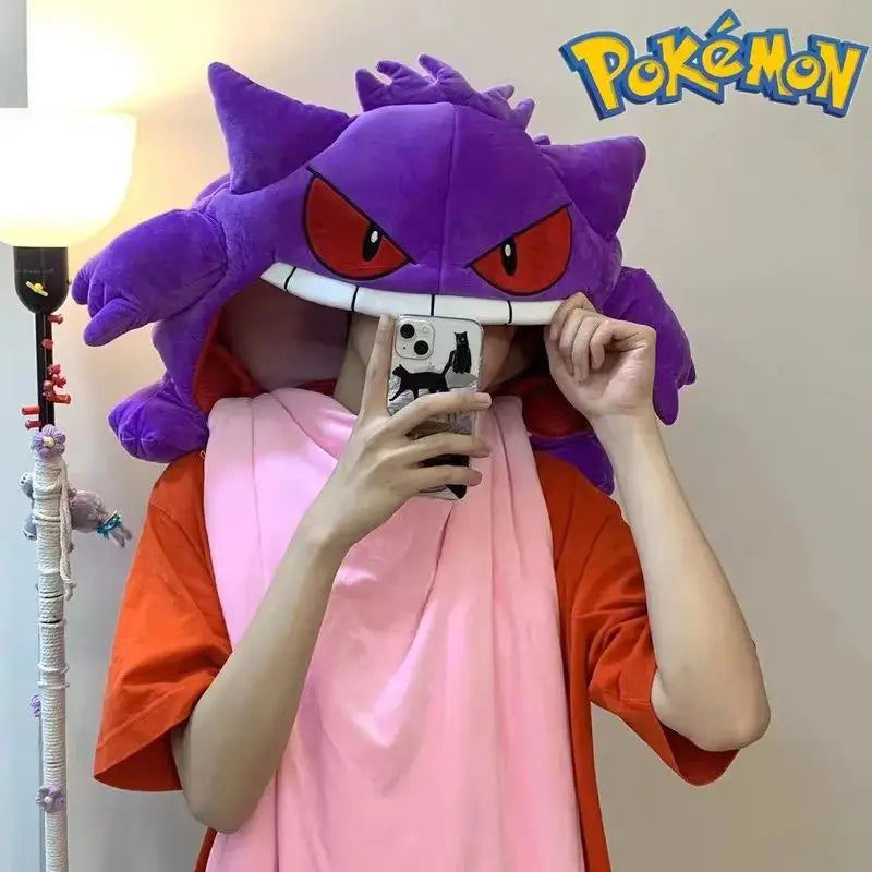 New Hot 130cm Pokemon Gengar Big Tongue Plush Anime Peripheral Big Size Gengar Sleep Pillow Dual Purpose Nap Blanket Stuffed Toy