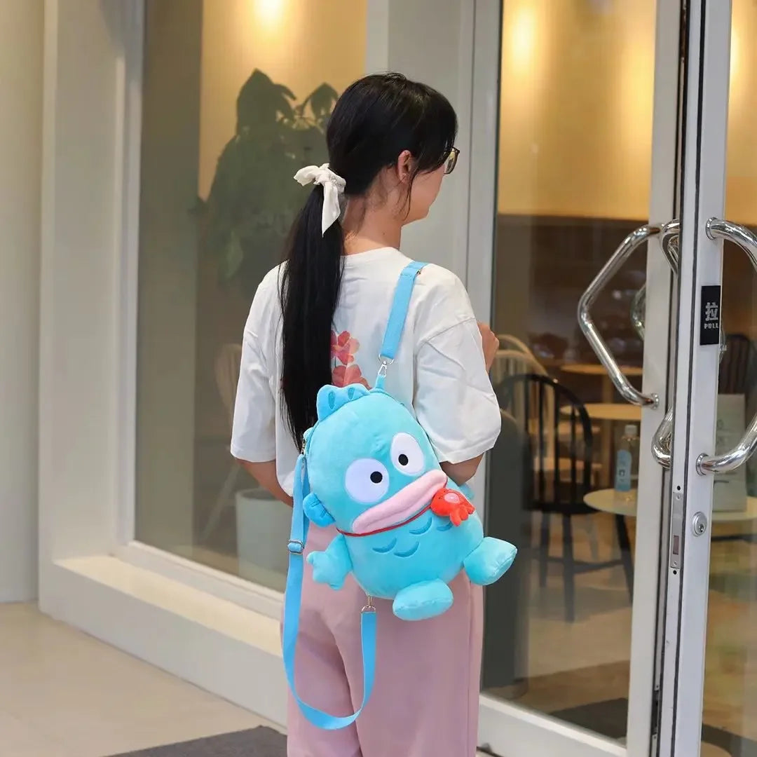 Cartoon Clown Fish Plush Toys Doll Bag Blue Water Monster Clown Fish Hanton Shoulders Backpack Children Toy Girls Gift Backpacks