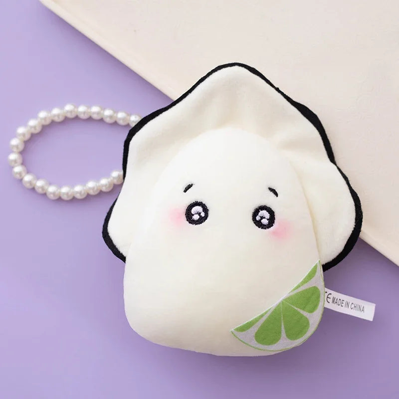 1Pc 10cm Funny Oysters Plush Pendant Toys Lovely Simulation Oysters With Pearl Chain Dolls Mobile Phone Bag Keychain Decor Gift