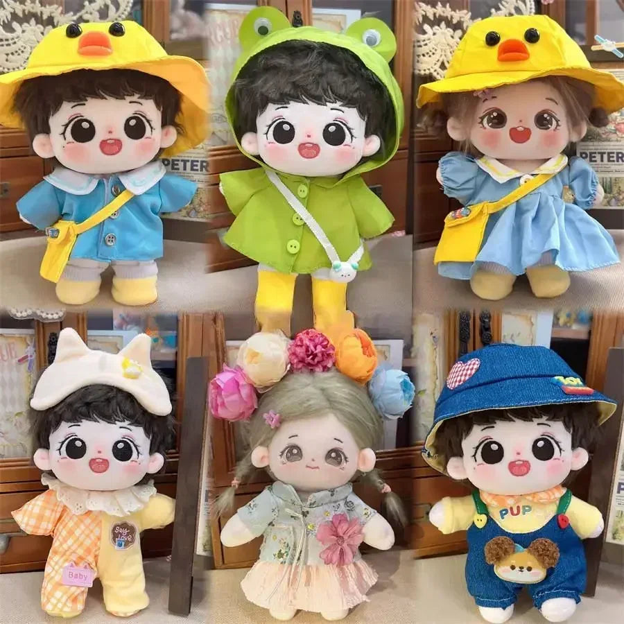 20cm cotton doll plush doll clothes for baby three V3 outfit doll clothes casual overalls pants set cute skirt