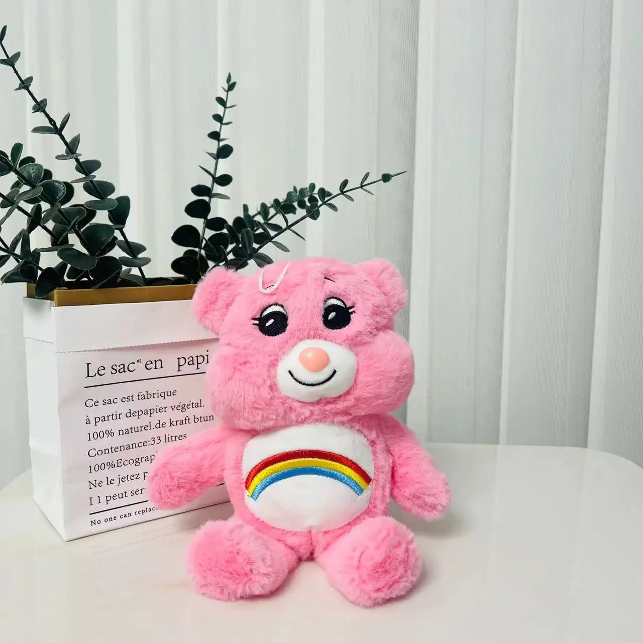 MINISO Rainbow Bear Plush Toy Sleeping Mate for Girl Baby Kids Pink Colorful  Bear Stuffed Animal Toys Birthday Gift 27 Cm