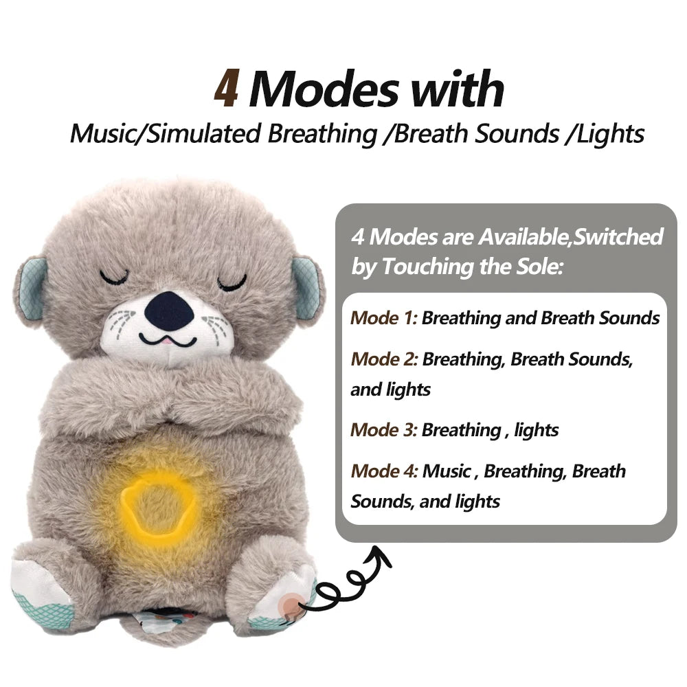 4 MODES Original Sleeping Time Baby Breathing Anxiety Relief Capybara Sensory Toys with Hug Stuffed Plush Capybara and Otter Toy