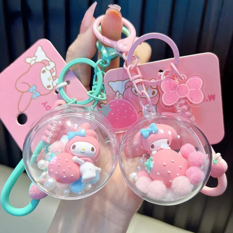 Genuine Sanrio Melody Doll Keychain Cartoon Anime Kuromi Cinnamoroll Plush Camera Trinkets Pendant Girls Funny Cute Gift Toys