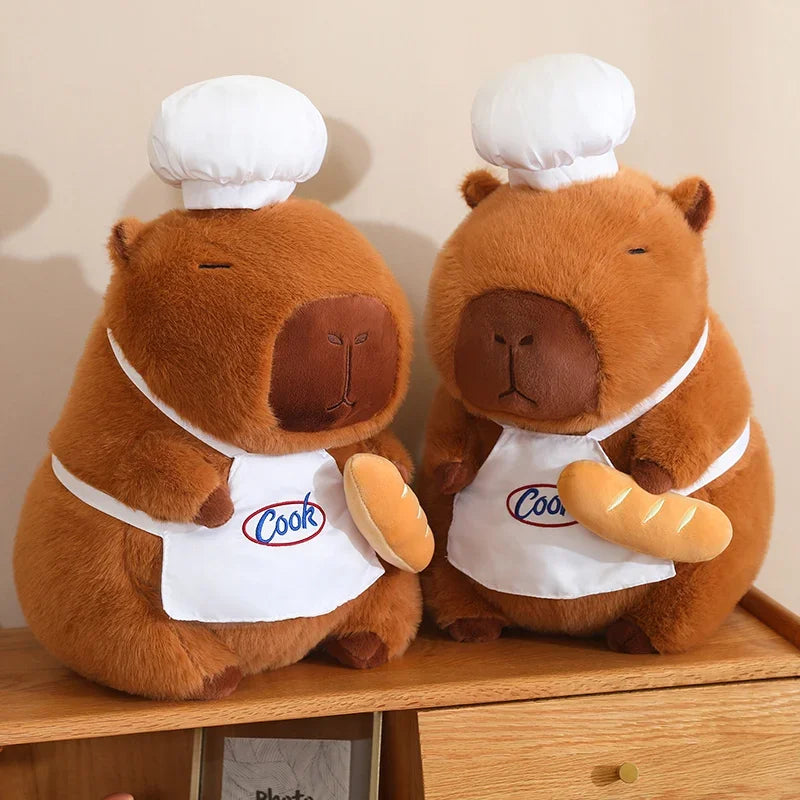 Big Size Lovely Chef Capybara Plush Toy Kawaii Stuffed Animal Funny Capybara Hold Bread Plushies Cute Doll Room Decor Gifts