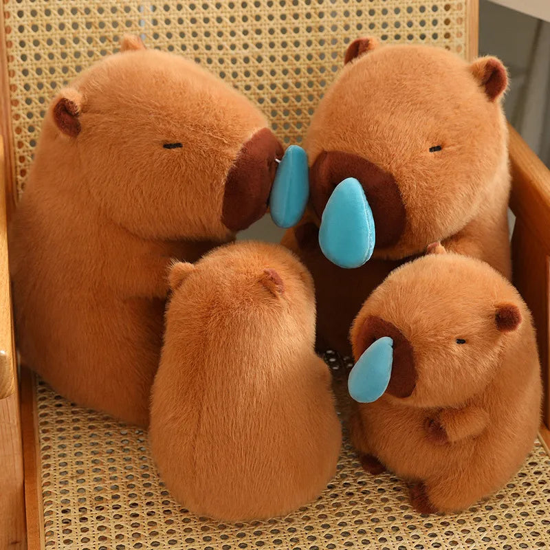 22/33cm Cute Snotty Capybara Plush Toy Simulation Animals with Stretchable Nasal Mucus Capibara Fluffty Doll Birthday Gifts