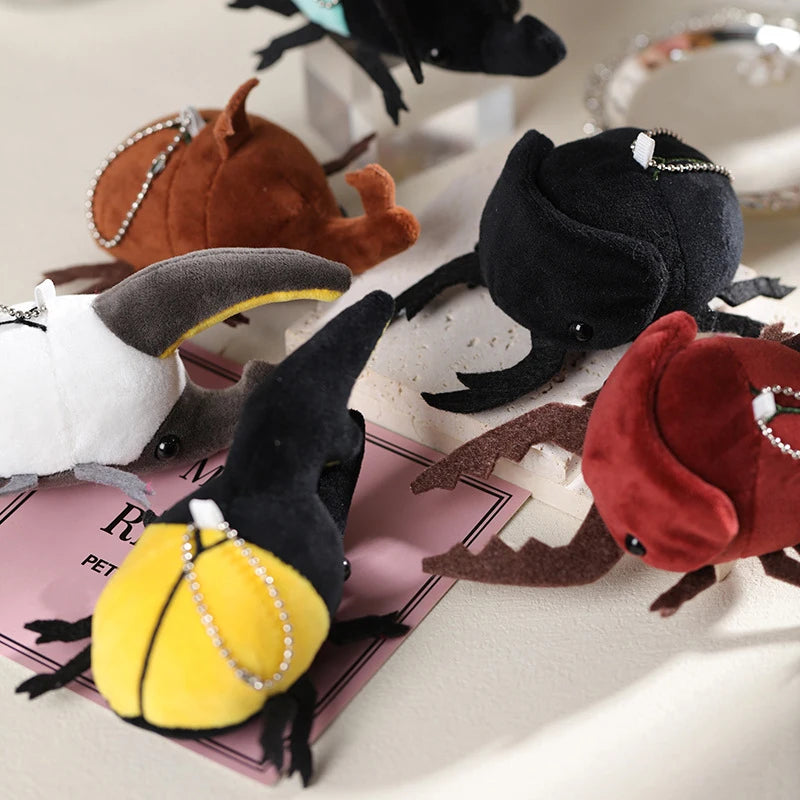 Cute Plush Doll Bag Pendant 10cm Insect-Beetle Plush Keychain Women Handbag Trinkets Backpack Decors Gift