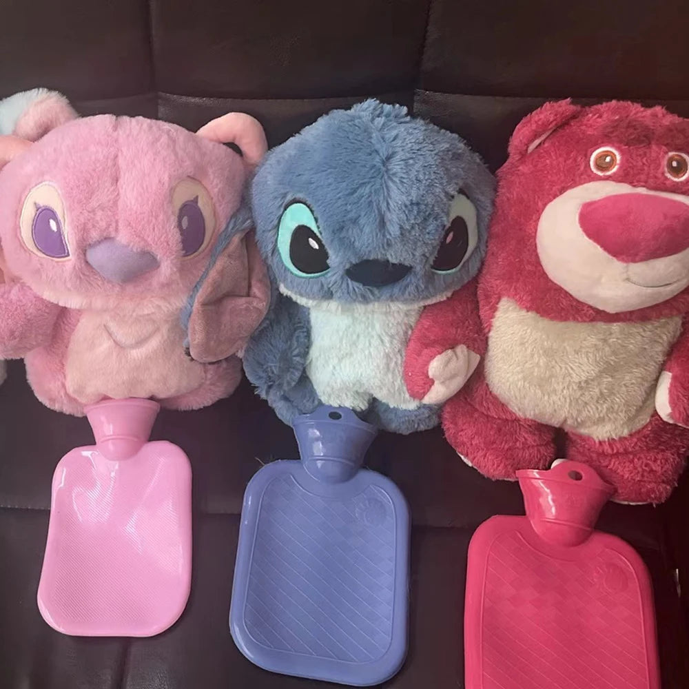 Disney Stitch Angel Lotso Pooh Bear Dumbo Plush Hand Warm Bottle Hot Water Bottles Portable Warm Hand Bag Hand Warmer Girl Gift