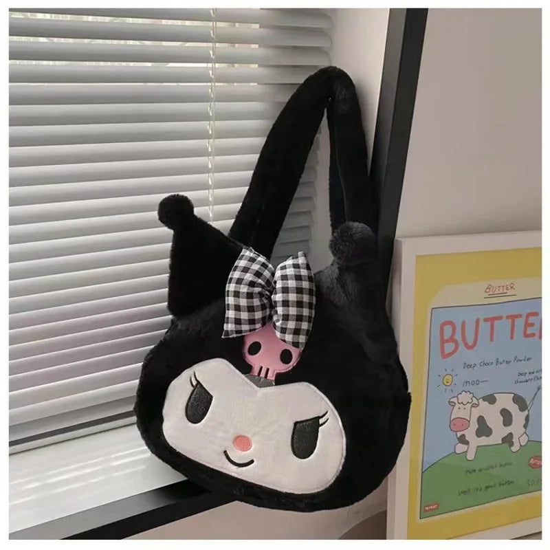 Sanrio Plush Cinnamoroll Melody Kuromi Women Tote Handbags Shoulder Bags Fashion Female Messenger Bags Purses Xmas Gifts