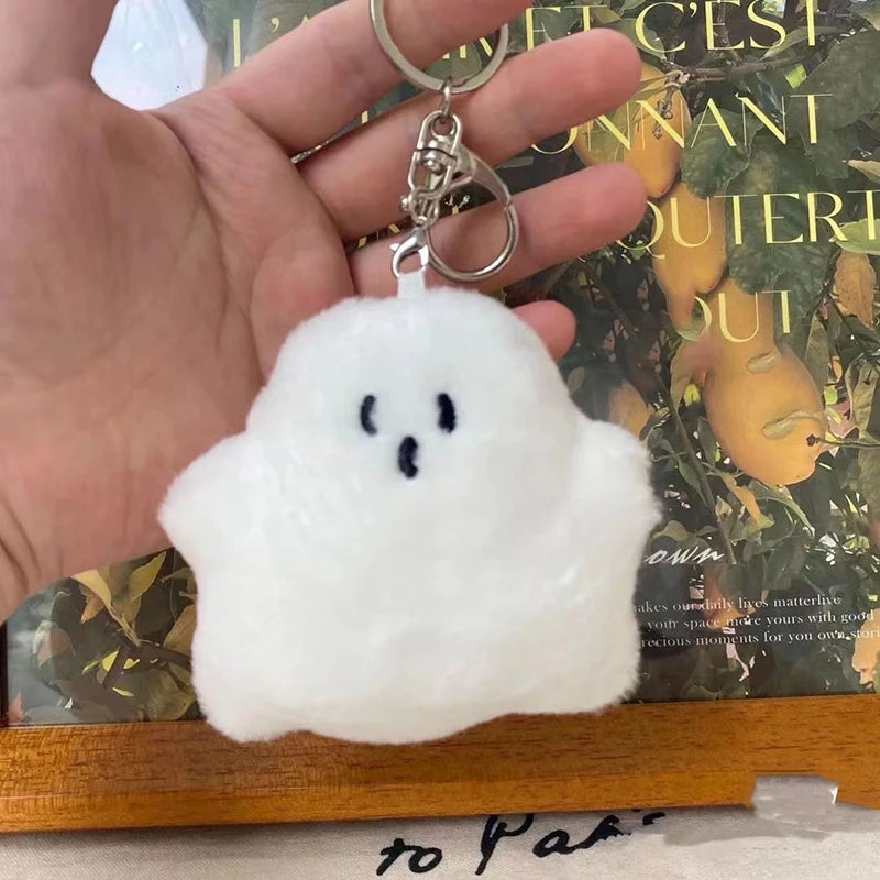 Funny White Ghost Keychain School Bag Pendant Doll Cute Plush Bag Hanging Accessories Creative Doll Keychain Children's Gift