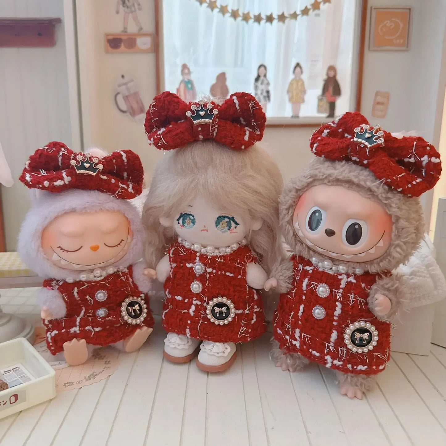 Mini Doll'S Clothes Outfit Accessories For Korea Exo 15-17cm Labubu Idol V1 V2 Sweet Girl New Year's Set 4 colors Clothing Gift