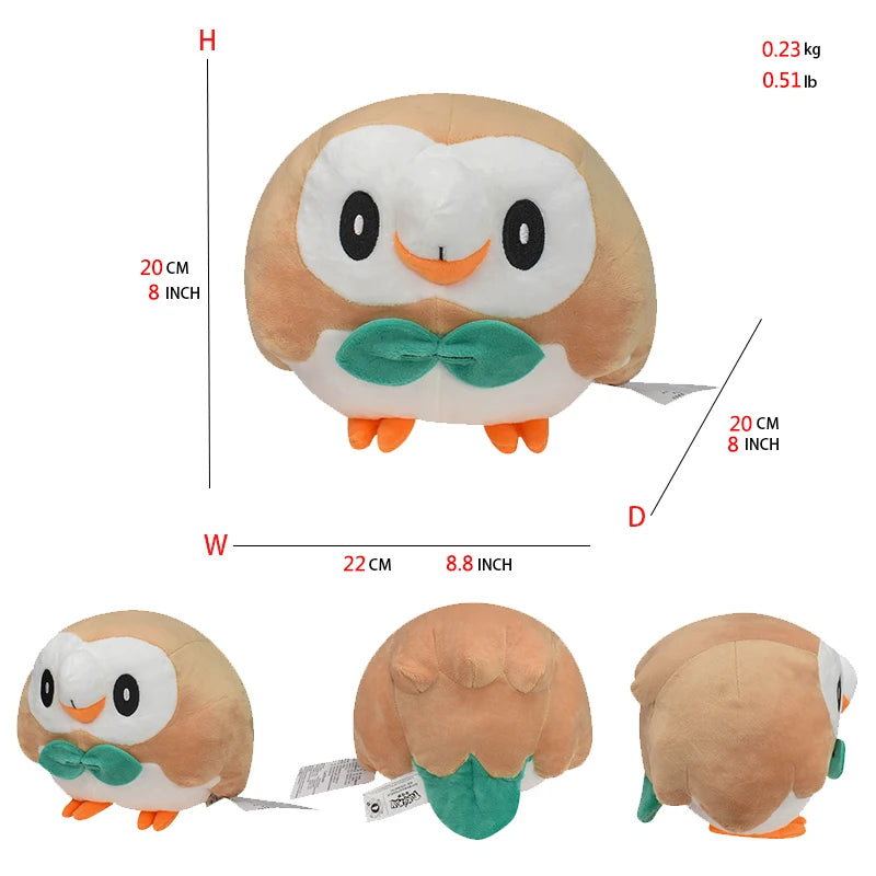 Rowlet Peluche Pokemon Plush Toys Stuffed Dolls Cartoon Cute Dolls Kawaii Birthday Christmas Gift For Kids Friends Collection