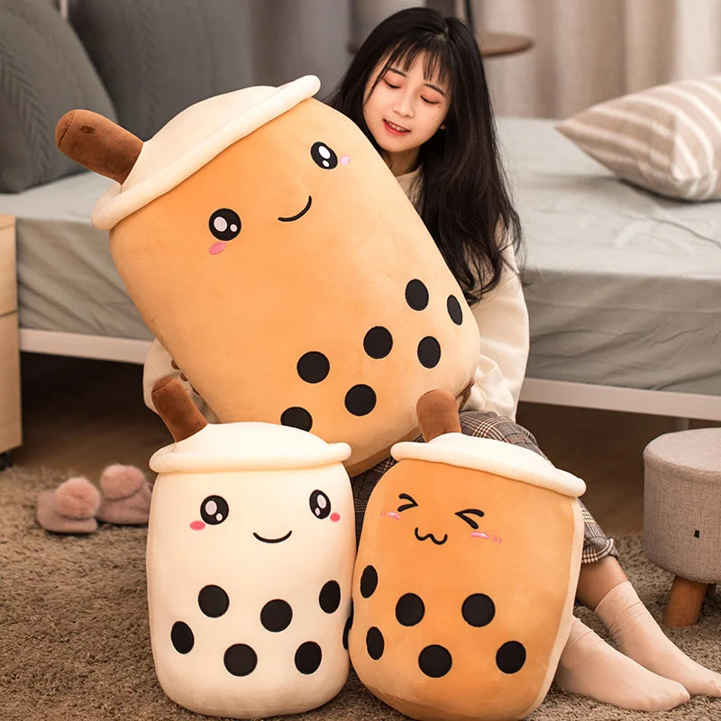 25/70cm Real-Life Bubble Tea Cup Plush Toy Pillow Stuffed Food Soft Doll Milk Tea Cup Pillow Cushion Kids Toys Birthday Gift