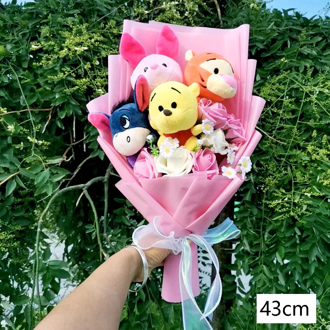 Winnie the Pooh Bear Tiger Pig Plush Bouquet Anime Cartoon Decoration Kids Birthday Gift Valentine's Day Gift For Women