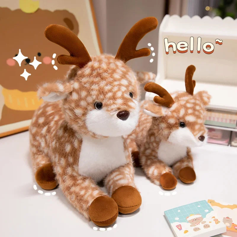 25-45cm Simulation Stuffed Sika Deer Toys Plush Animal Deer Dolls Children Playmate Kids Birthday Gift Home Decoration