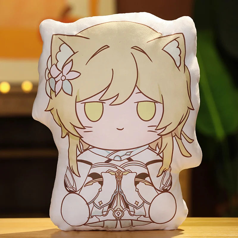 Genshin Impact Plush Toy Soft Cute Scaramouche Kazuha Lumine Yae Miko Throw Pillow Back Cushion Double-sided Printing Plushies