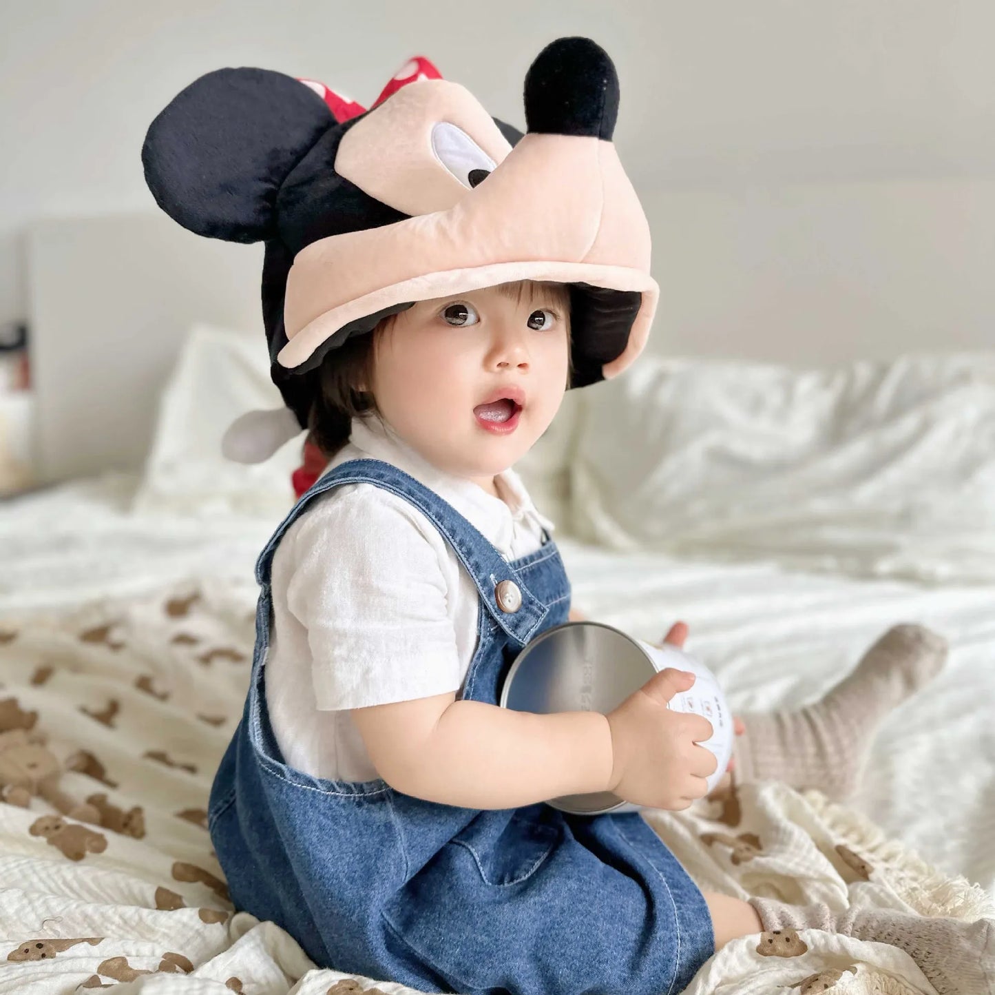 Disney Plush Mickey Minnie Mouse Hat Cute Cartoon Girls Party Birthday Gift Keep Warm Winnie the Pooh Hat Home Decor