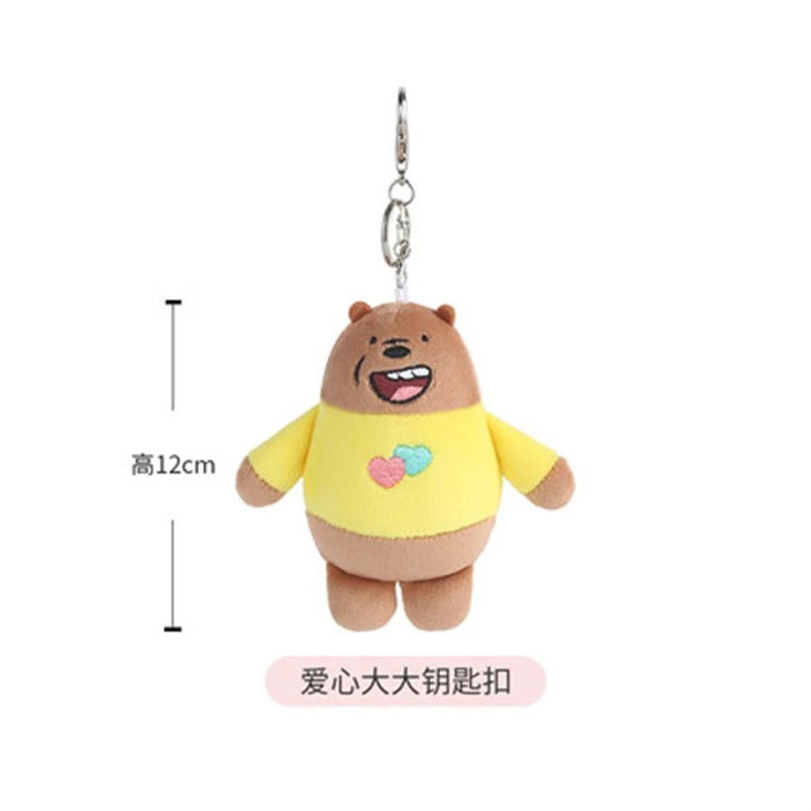 12cm We Bare Bears Anime Plush Keychain Toys Pendant Grizzly Panda Ice Bear Key Ring Stuffed Dolls Plushies Gifts