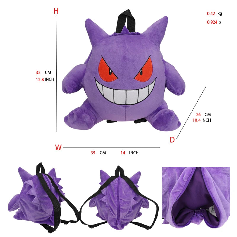 15 Styles Anime Mario Koopa Backpack Pokemon Charizard Mimikyu Eevee Snorlax Gengar Mew Plush Stuffed Toys Cartoon Peluche Dolls