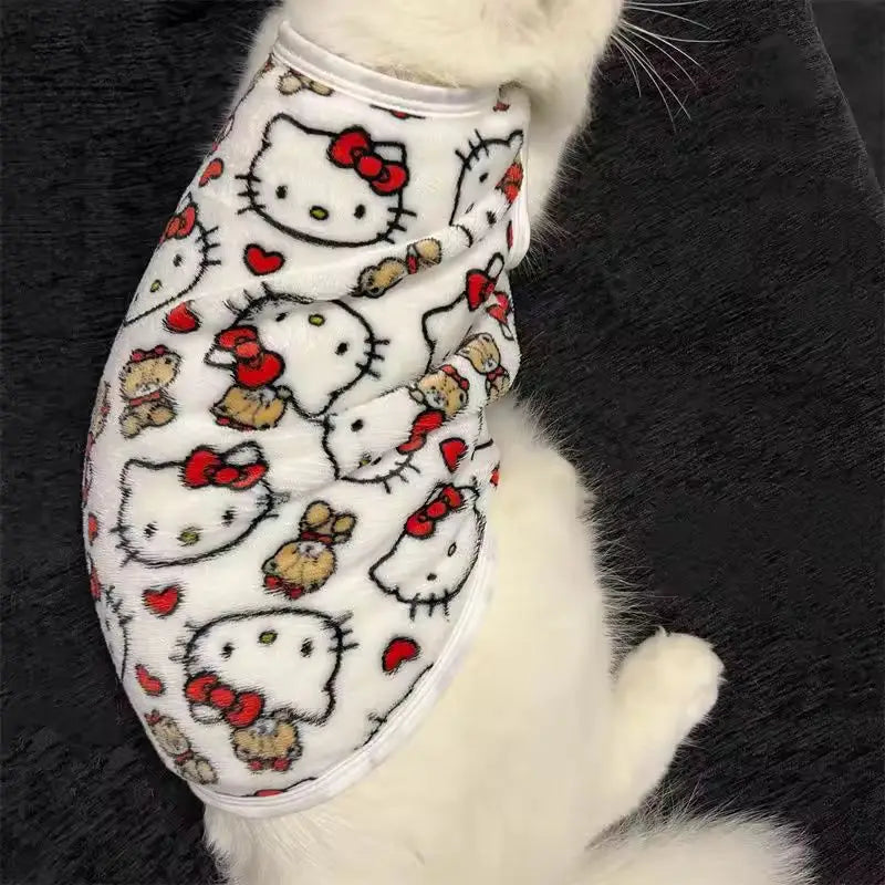 New Kawaii Hello Kitty Cat Sweater Costume Winter Warm Pet Clothes For Cats Pullover Mascotas Clothing Gatos Products For Animal