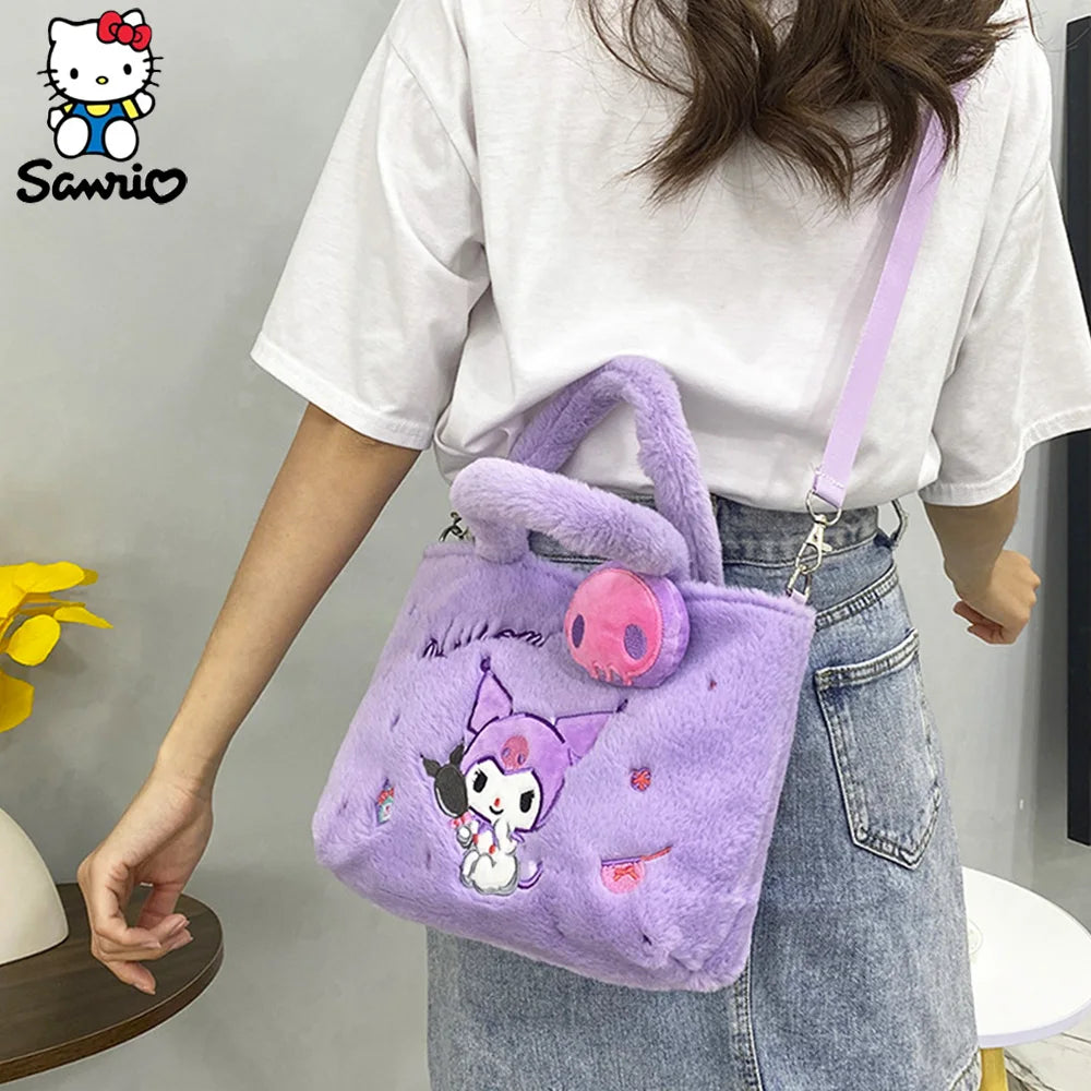 Sanrio Kawaii Plush Bag - Cinnamoroll Crossbody Kuromi Shoulder Y2K Hello Kitty Handbag