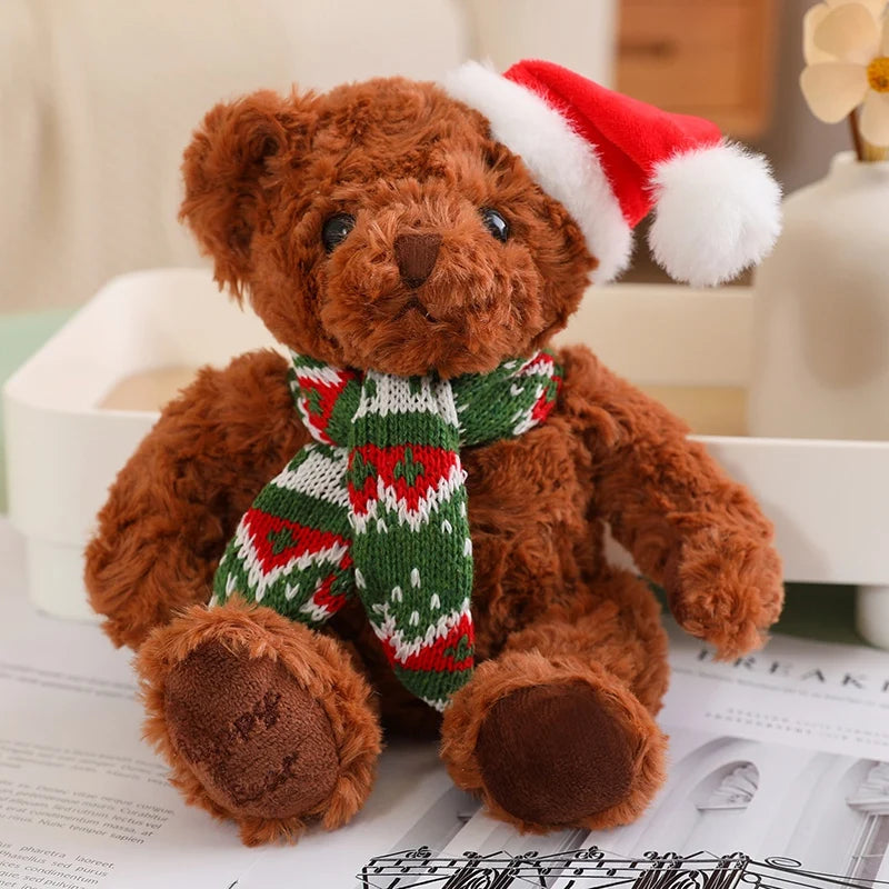 1pc 20cm Christmas Teddy Bear Dressing Up Soft Stuffed Animals Bear Plush Toys Doll For Kids Girlfriends Birthday Elegant Gift