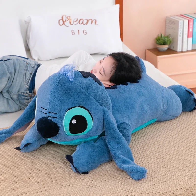 MINISO Puppy Stitch Doll Blue Stitch Plush Long Pillow Toys Girl Sleeping Leg Clamping Plushies Doll Children's Birthday Gift