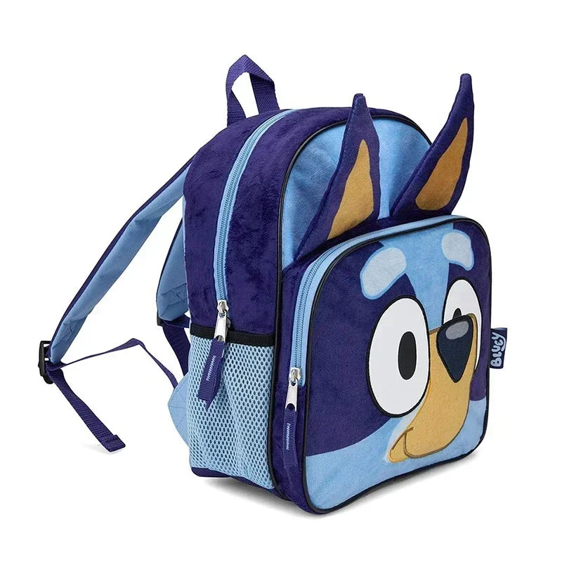 Bluey Dog Backpack Blue Plush Simple Oxford Cloth Schoolbag Pocket Early Education Bingo Dog Schoolbag Children Christmas Gift