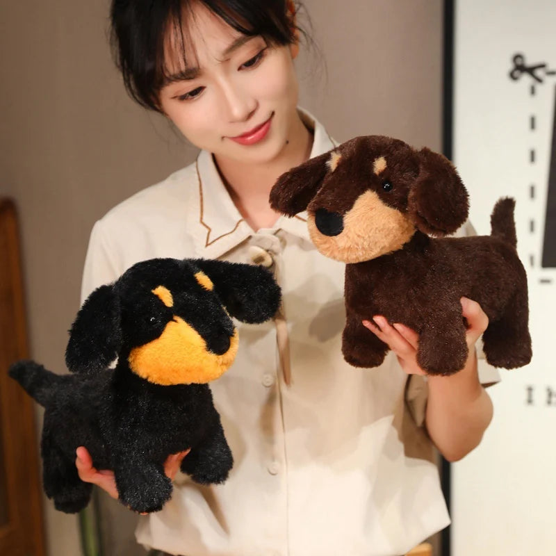 40cm Simulation Kawaii Scarf Dachshund Dog Plush Toys Soft Stuffed Animals Doll Cartoon Puppy Kids Birthday Christmas Gift