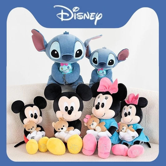 Disney Original High Quality Lovely Minnie Mickey Mouse Stitch Plush Toy Limited Collect Plushies Cuddly Appease Doll Xmas Gifts