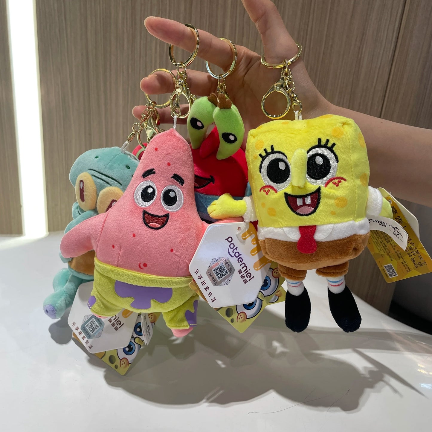 Genuine Spongebob Squarepants Patrick Star Squidward Eugene H. Krabs Gary Stuffed Plush Toy Pendant Keychain Kids Birthday Gift