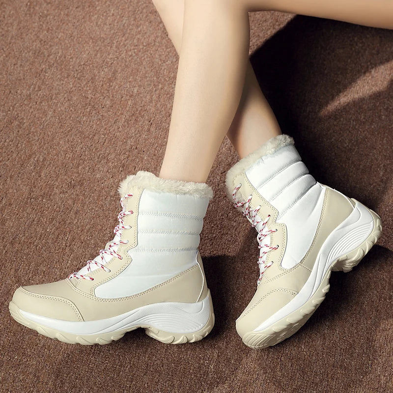 Snow boots women's boots winter warm plush plus size outdoor casual boots anti-slip high-top cotton boots women's cotton shoes