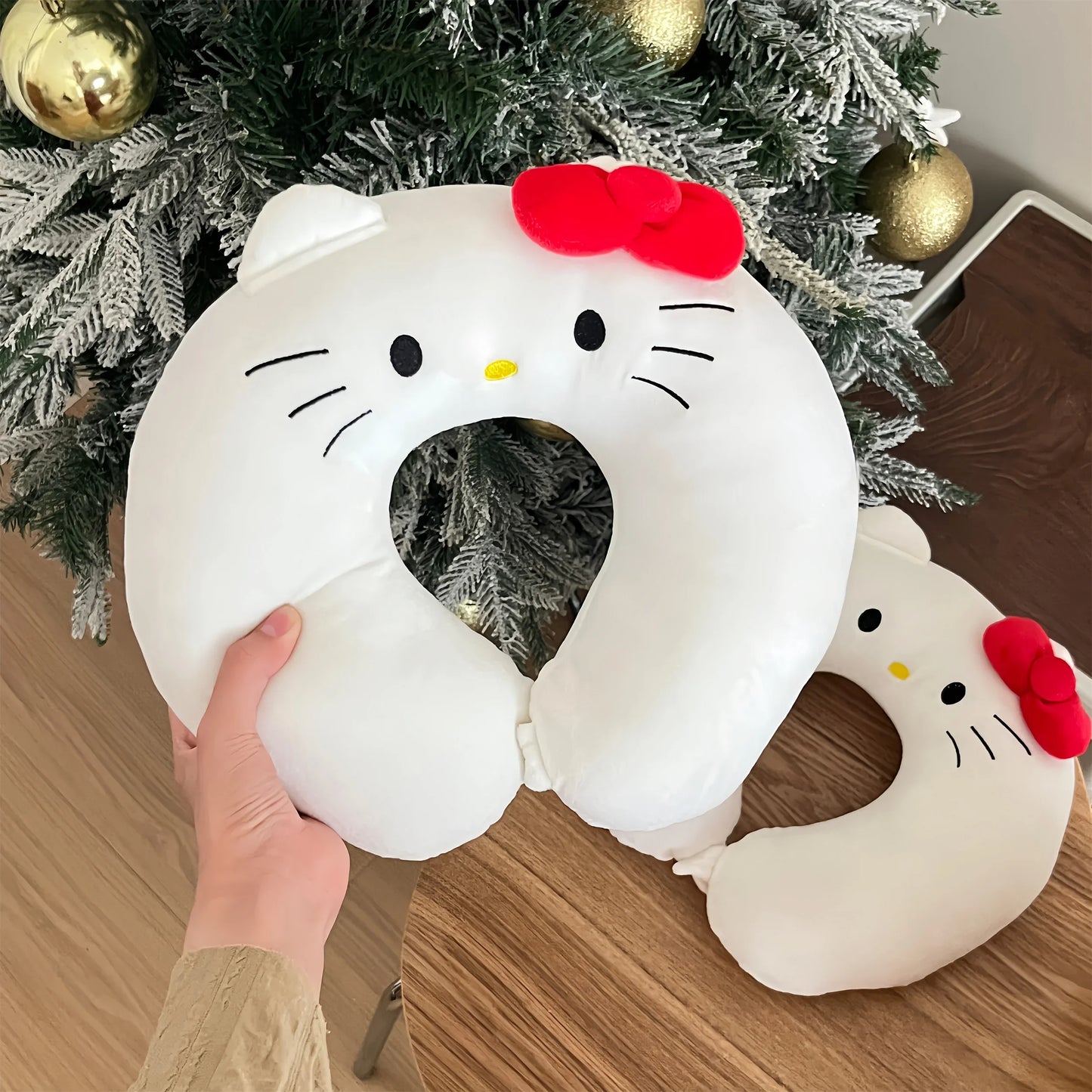 Cartoon Sanrio Hello Kitty U-shaped Neck Pillow Kawaii Japanese Style White Cat Travel Nap Pillow Airplane Office Gifts Girl