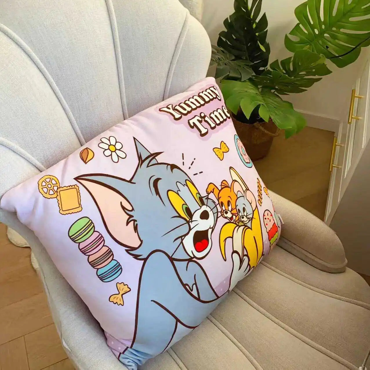 Very Soft Tom and Jerry Plushies Cuddly Pillow Sofa Bed Comfortable Back Cushion Home Decor Cartoon Anime Printing Plush Toy