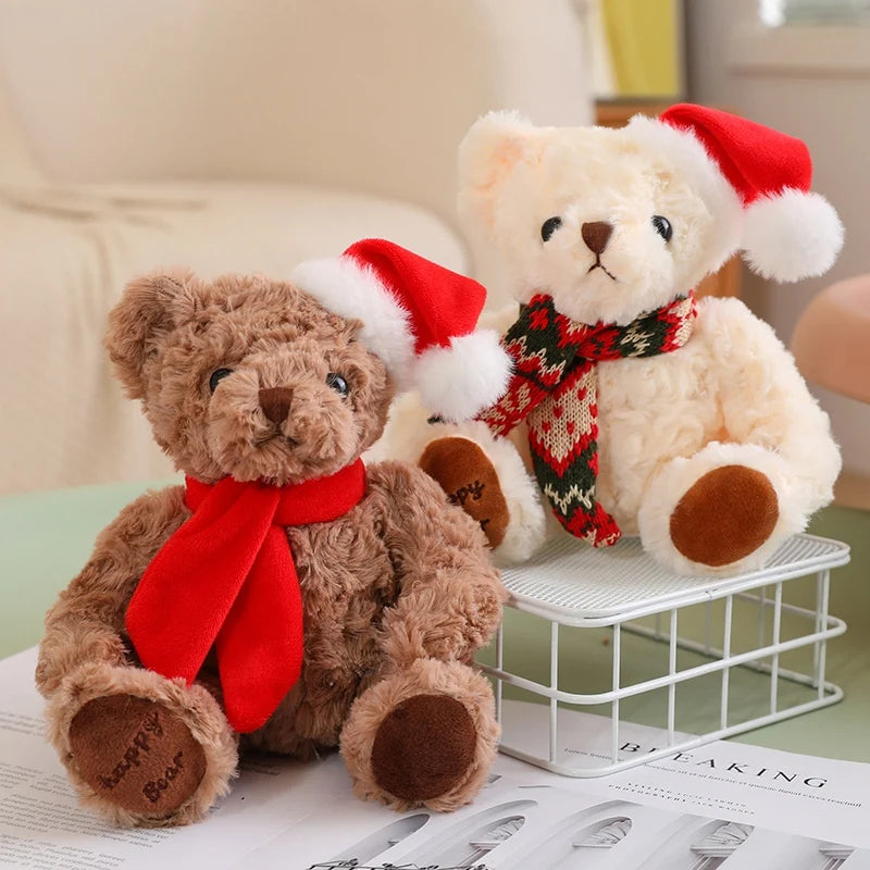 1pc 20cm Christmas Teddy Bear Dressing Up Soft Stuffed Animals Bear Plush Toys Doll For Kids Girlfriends Birthday Elegant Gift