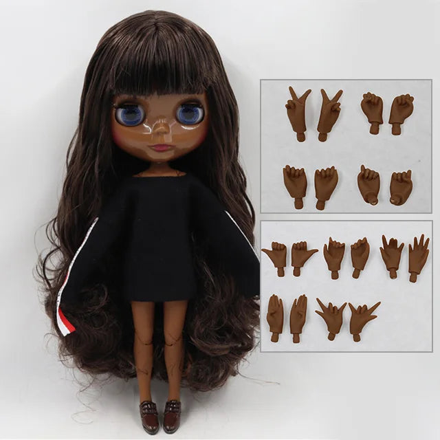 ICY DBS Blyth doll 1/6 bjd black mix brown hair joint body 30cm doll custom doll DIY anime girls