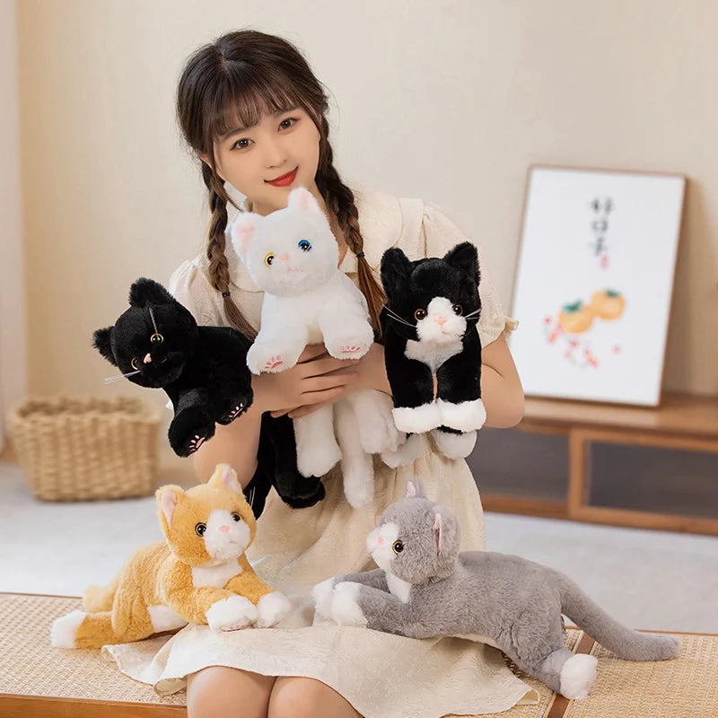 53CM Cute Simulated Cat Doll Plush Toy Stuffed Soft Animal Plush White Gray Kitten Pillow Kids Girls Birthday Gift Pet Toys