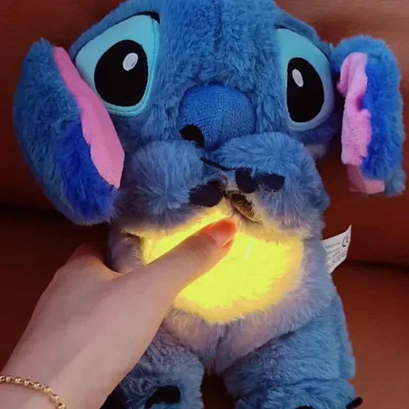 2024 New Lilo&Stitch Hug Pumpkin Plush Doll Breath Child Peluche Kawaii Soothes Toy Baby Music Light Sleep Toy Christmas Gift