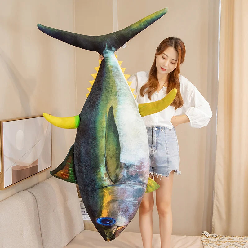 4 Size New Huge Simulation Sea Tuna Plush Toys Stuffed Soft Tynny Vivid Plush Pillow Fish Toys Creative Gifts Decoration