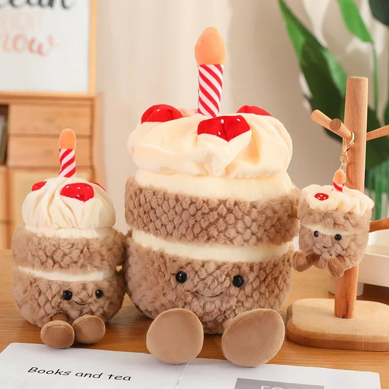 Hot Sale Simulation Cake Plush Wedding Cake Toys Stuffed Cute Ice Cream Snack Decoration Birthday Party Gift for Kid