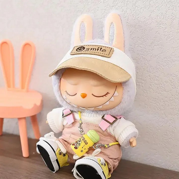 For 17 CM labubu Sitting Party Macaron 15cm Vinyl Pendant Doll Clothes Overalls Shoes for labubu V1 V2 outfit clothes