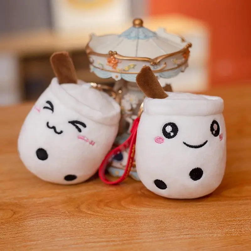 10cm Kawaii Bubble Anime Tea Cup Keychain Soft Plush Toy Stuffed Boba Doll Lovely Backpack Decoration Best Gift for Girls Kids