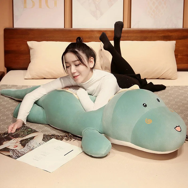 80cm-150cm Huggable Big Long Cute Dinosaur Plush Toy Soft Cartoon Animal Crocodile Stuffed Doll Boyfriend Pillow Girls Gift