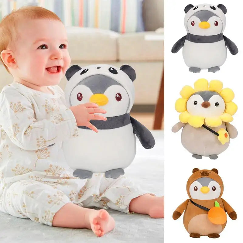 Stuffed Penguin Doll Toy Panda/sunflower/capybara Clothing Penguin Dolls Animal Plushie Penguin Figure Sleeping Hugging Pillow