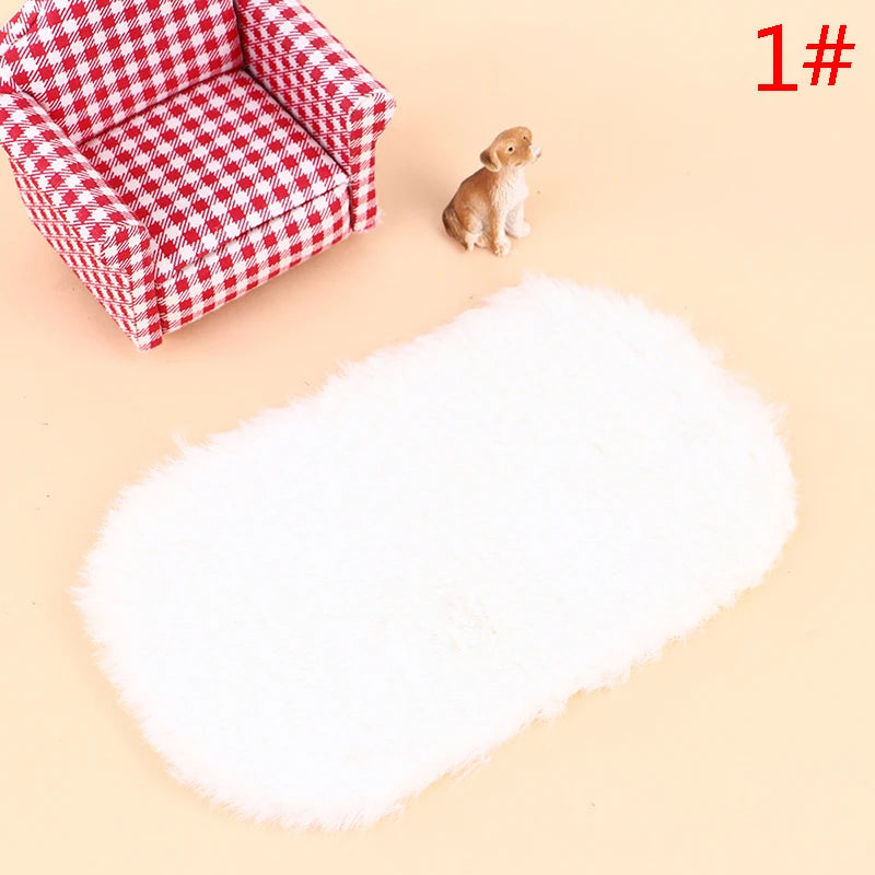 Dollhouse Miniature Plush Rug Carpet Mat Dolls House Living Room Furniture Decoration Accessories