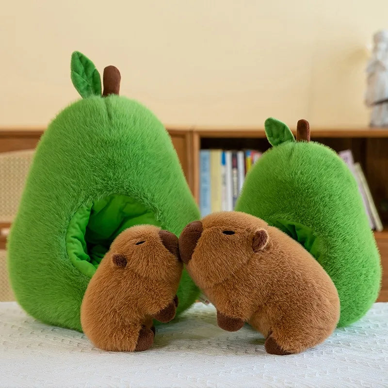 Avocado Plush Toy Capybara Doll Capibala Sleeping Pillow Large Plushie Holiday Gift Kawaii Creative Fruit Rag Doll Cushion