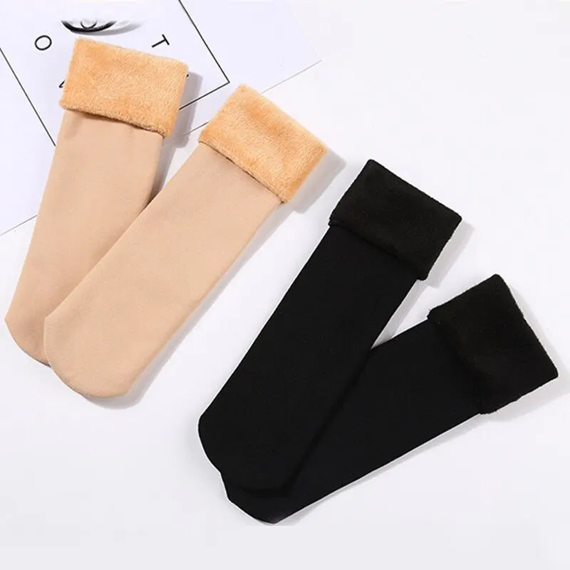 2/5/10 Pairs Womens Mens Solid Color Socks Autumn And Winter Thickened Plush Warm Medium Tube Socks Snow Socks