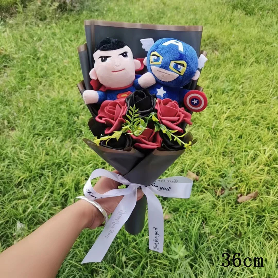 Man Spidermaned Plush Bouquet Movie Dolls Marvel Avengers Stuffed Hero Captain America Iron Christmas Valentine's Day Gifts